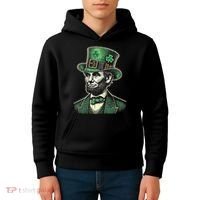 Patriotic St Patricks Day Irish Abraham Lincoln Funny Kids Hoodie thumb 4