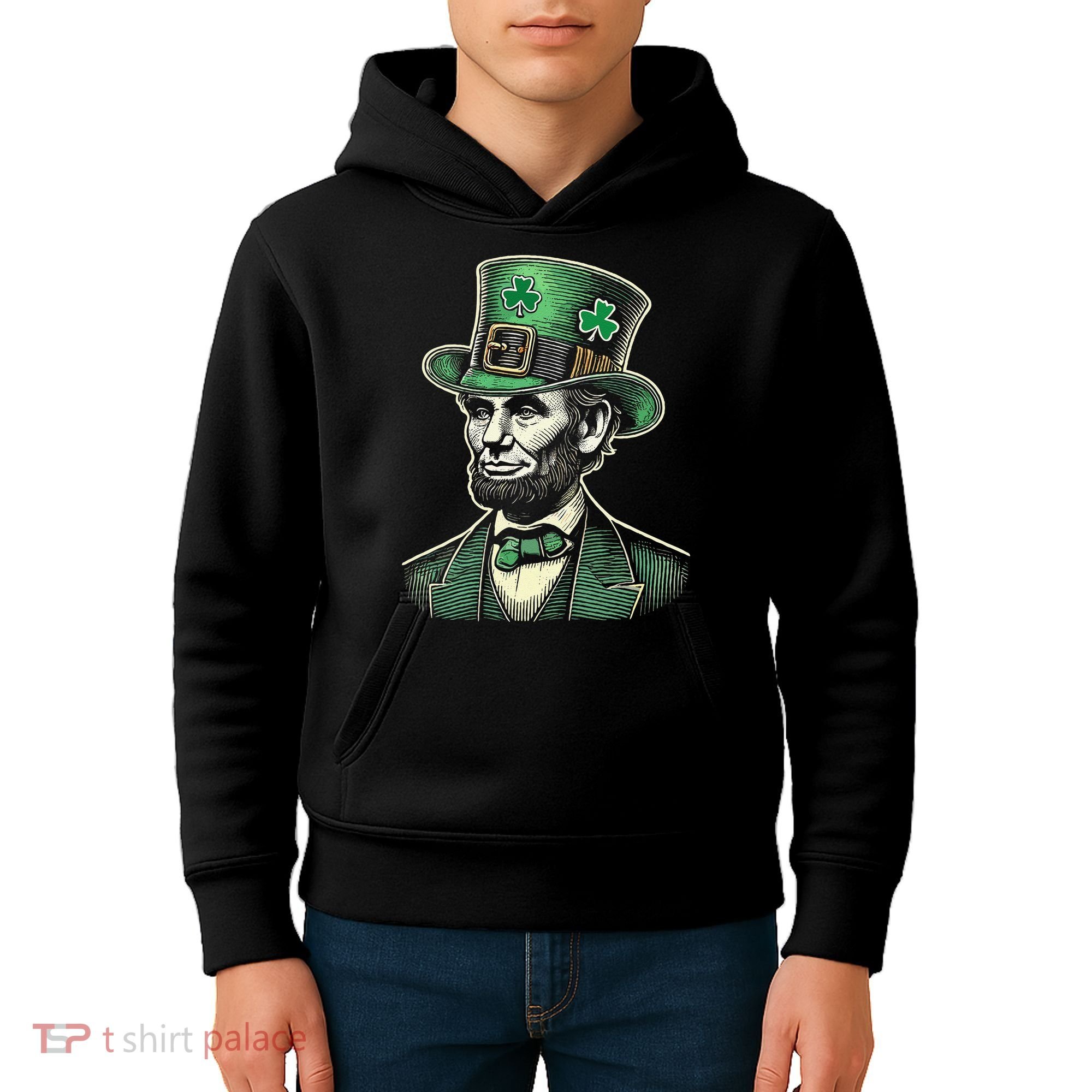 Patriotic St Patricks Day Irish Abraham Lincoln Funny Kids Hoodie