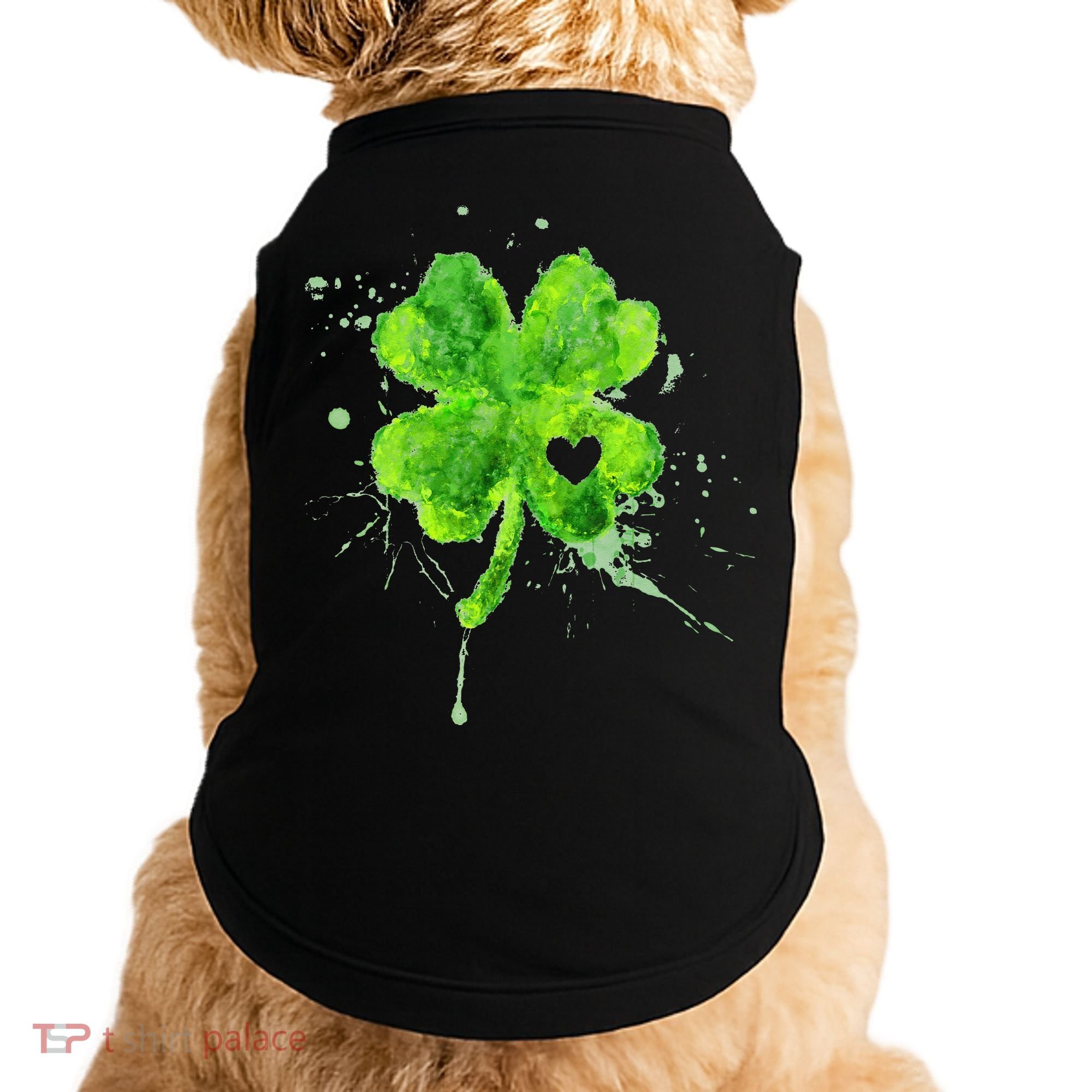 Painted St Patricks Day Shamrock Heart St Paddys Day Clover Doggie Tank