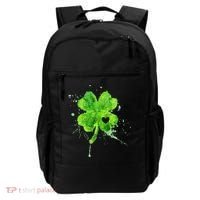 Painted St Patricks Day Shamrock Heart St Paddys Day Clover Backpack thumb 0