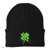 Painted St Patricks Day Shamrock Heart St Paddys Day Clover Beanie thumb 0