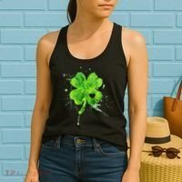 Painted St Patricks Day Shamrock Heart St Paddys Day Clover Women's Tank Top thumb 2