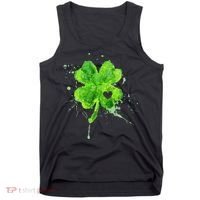 Painted St Patricks Day Shamrock Heart St Paddys Day Clover Tank Top thumb 0