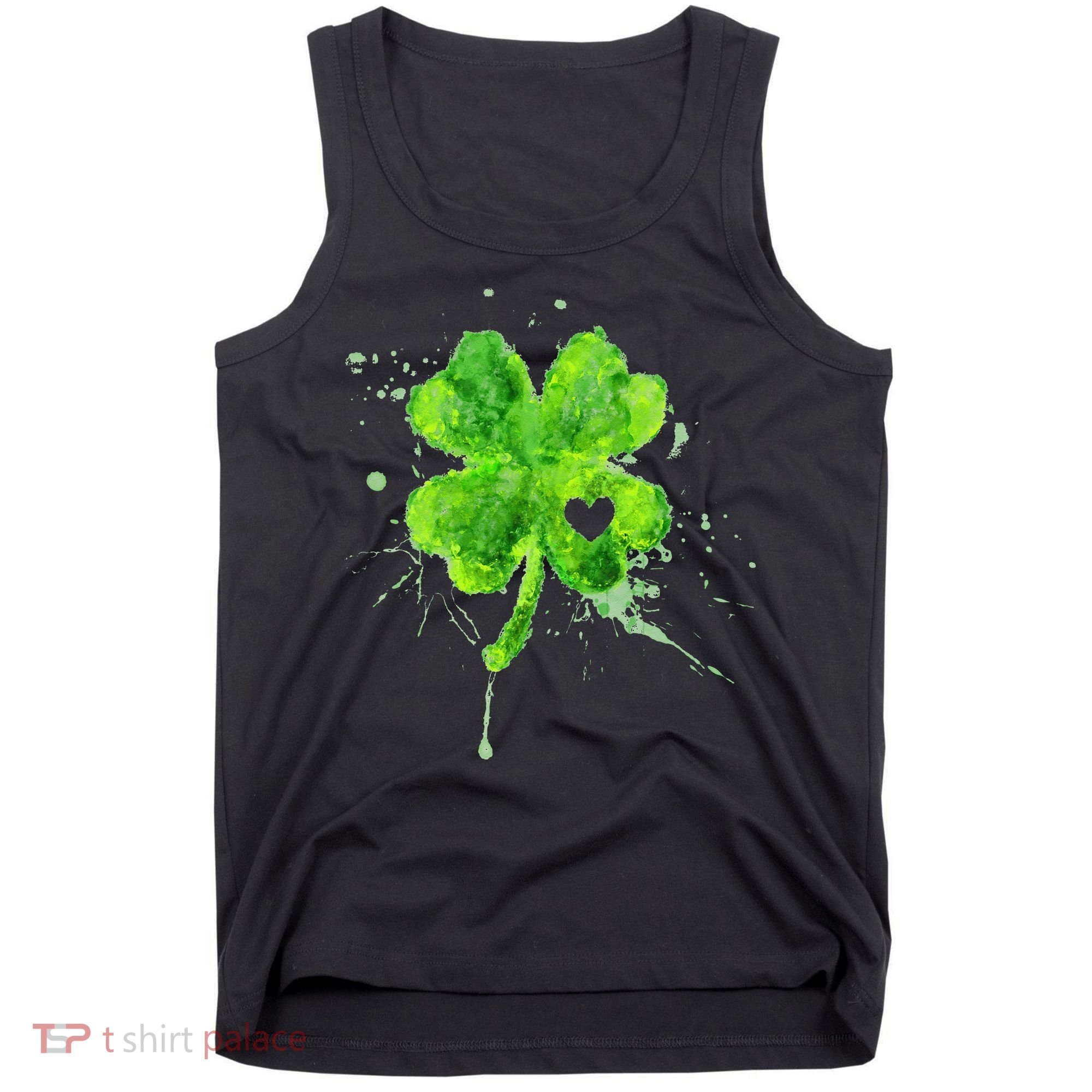 Painted St Patricks Day Shamrock Heart St Paddys Day Clover Tank Top