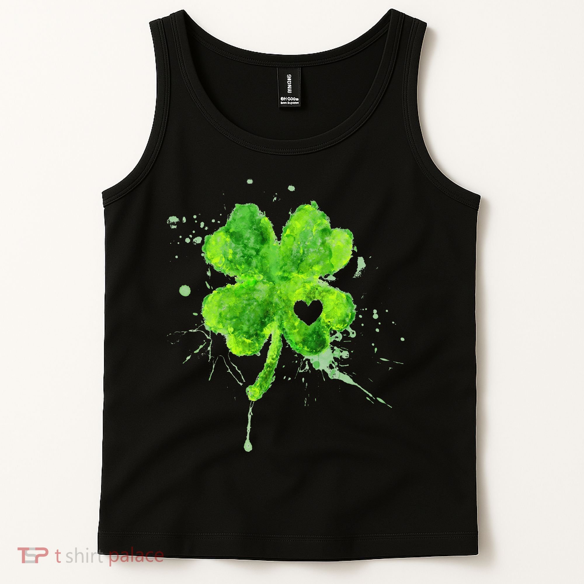 Painted St Patricks Day Shamrock Heart St Paddys Day Clover Tank Top