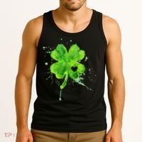 Painted St Patricks Day Shamrock Heart St Paddys Day Clover Tank Top thumb 3