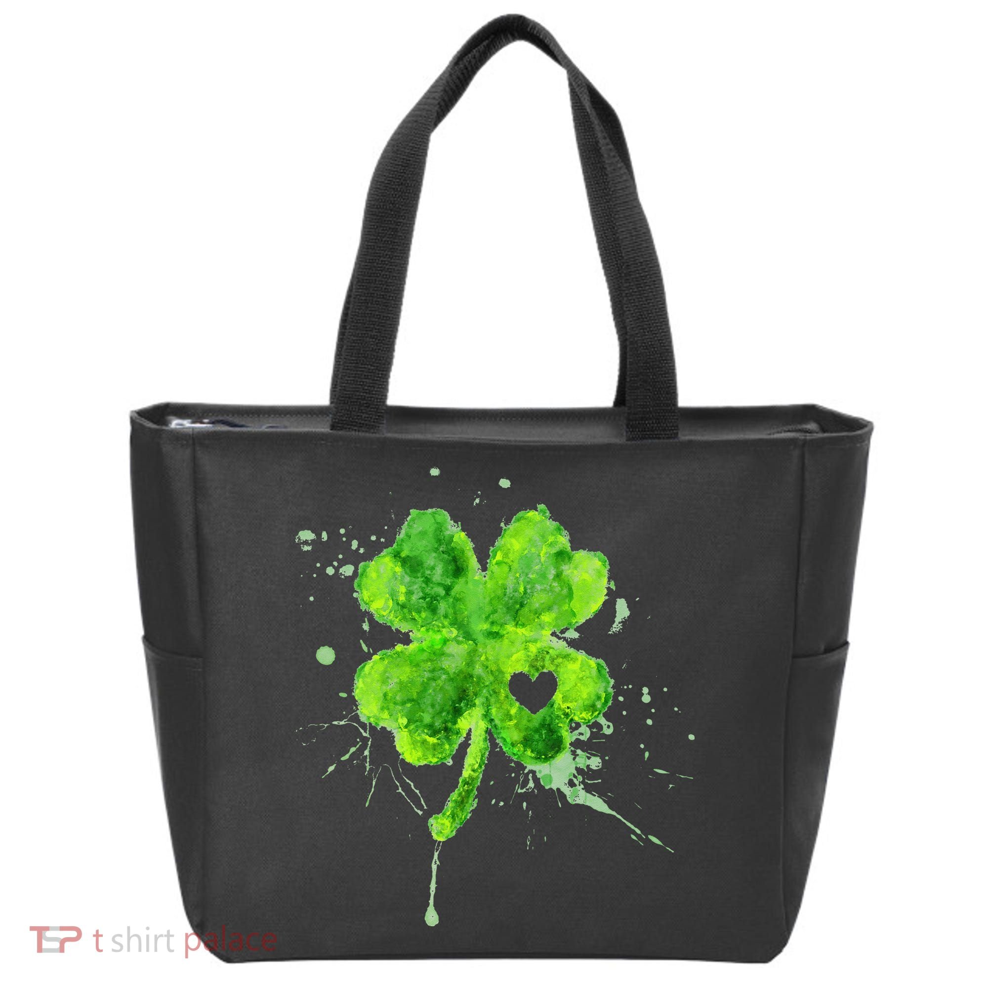 Painted St Patricks Day Shamrock Heart St Paddys Day Clover Tote Bag