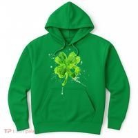 Painted St Patricks Day Shamrock Heart St Paddys Day Clover Hoodie thumb 0