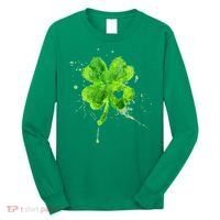 Painted St Patricks Day Shamrock Heart St Paddys Day Clover Long Sleeve Shirt thumb 0