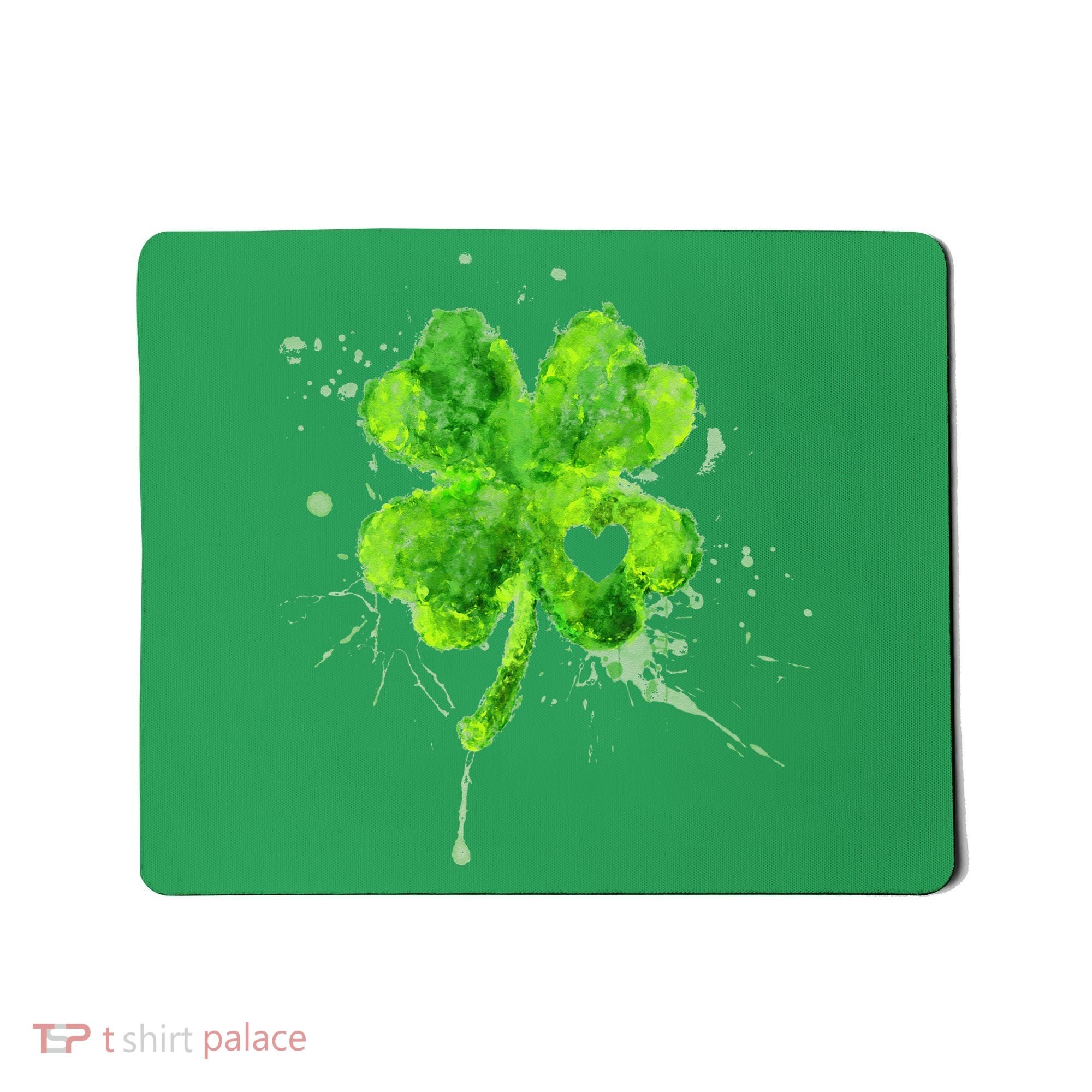 Painted St Patricks Day Shamrock Heart St Paddys Day Clover Mousepad