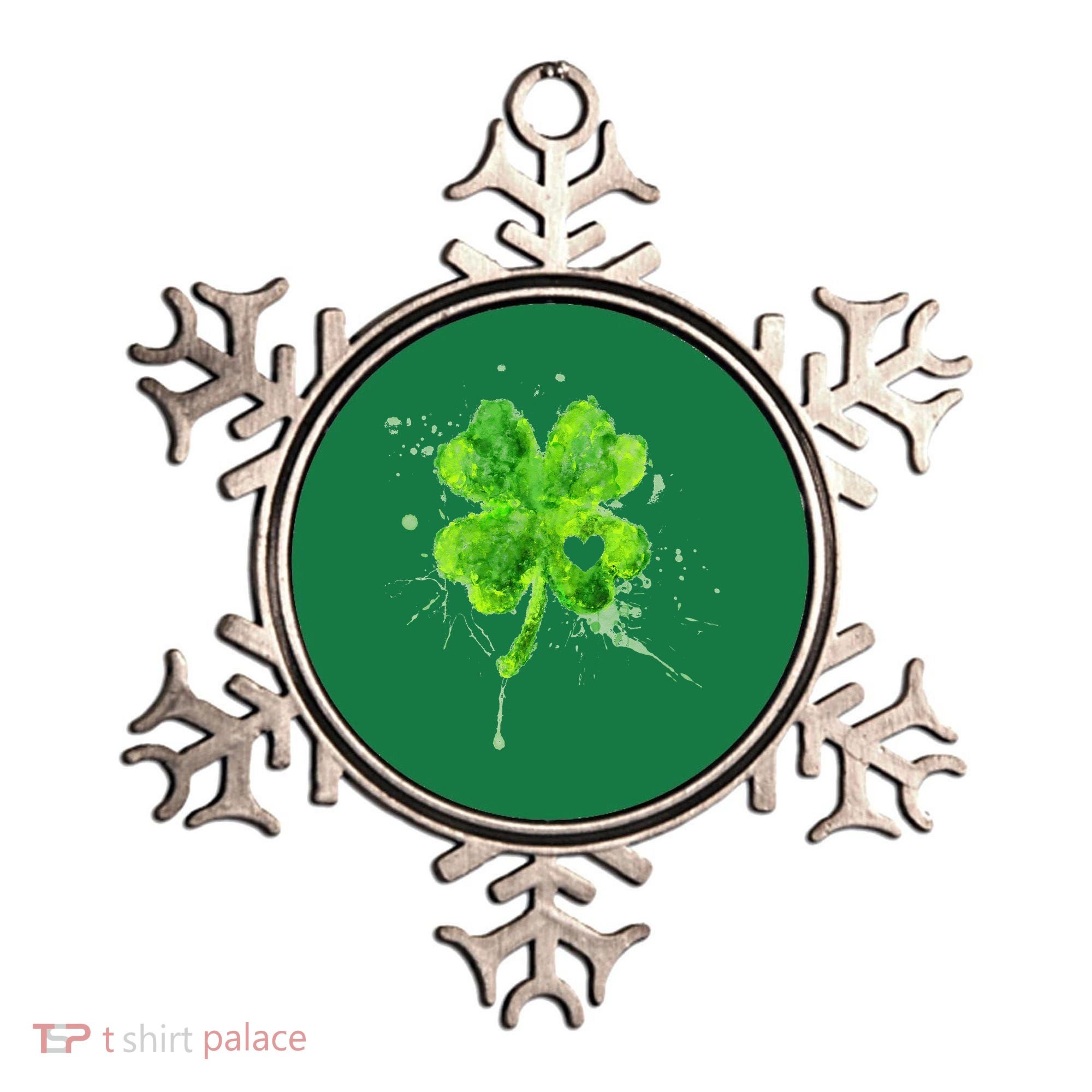 Painted St Patricks Day Shamrock Heart St Paddys Day Clover Ornament