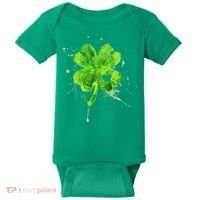 Painted St Patricks Day Shamrock Heart St Paddys Day Clover Baby Bodysuit thumb 0