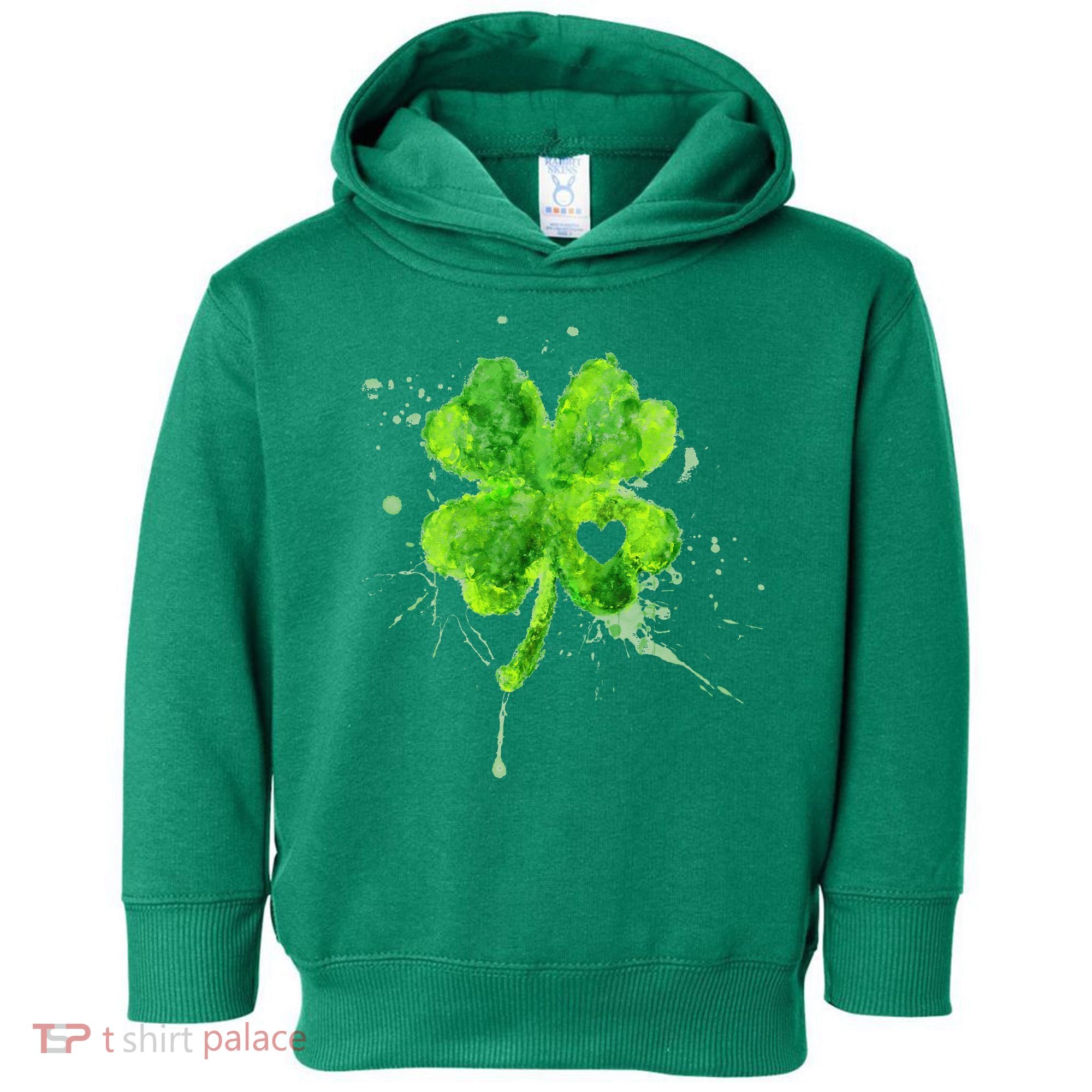 Painted St Patricks Day Shamrock Heart St Paddys Day Clover Toddler Hoodie