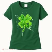 Painted St Patricks Day Shamrock Heart St Paddys Day Clover Women's T-Shirt thumb 0