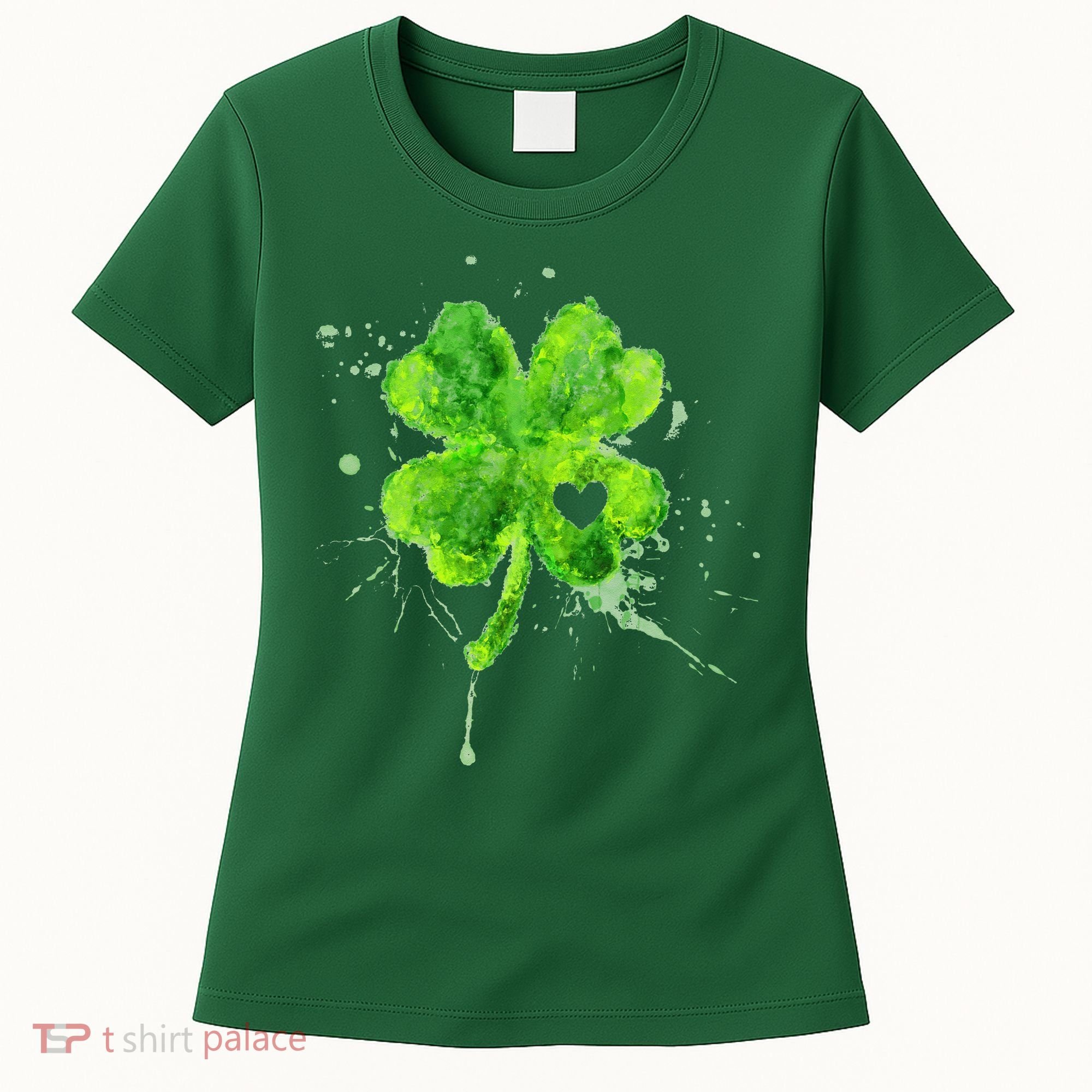 Painted St Patricks Day Shamrock Heart St Paddys Day Clover Women's T-Shirt