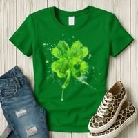 Painted St Patricks Day Shamrock Heart St Paddys Day Clover Women's T-Shirt thumb 3
