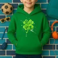 Painted St Patricks Day Shamrock Heart St Paddys Day Clover Kids Hoodie thumb 2