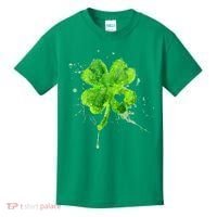 Painted St Patricks Day Shamrock Heart St Paddys Day Clover Kids T-Shirt thumb 0