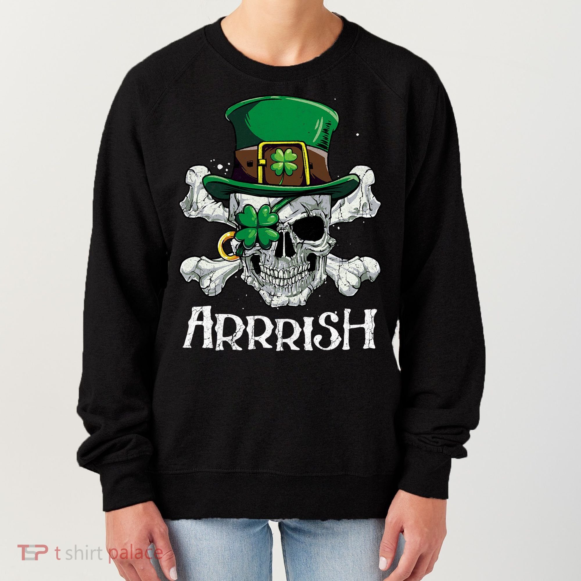 Pirate St Patricks Day Arrrish Leprechaun Women's Sweatshirt