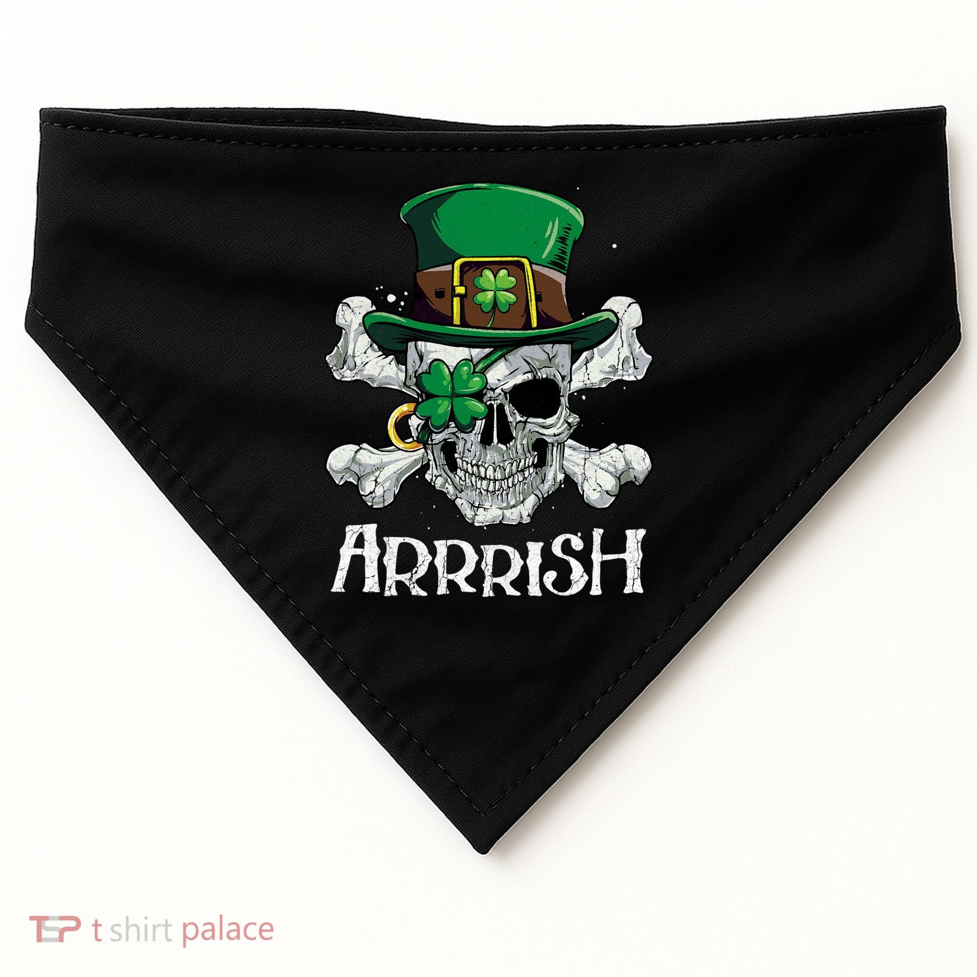 Pirate St Patricks Day Arrrish Leprechaun USA-Made Doggie Bandana