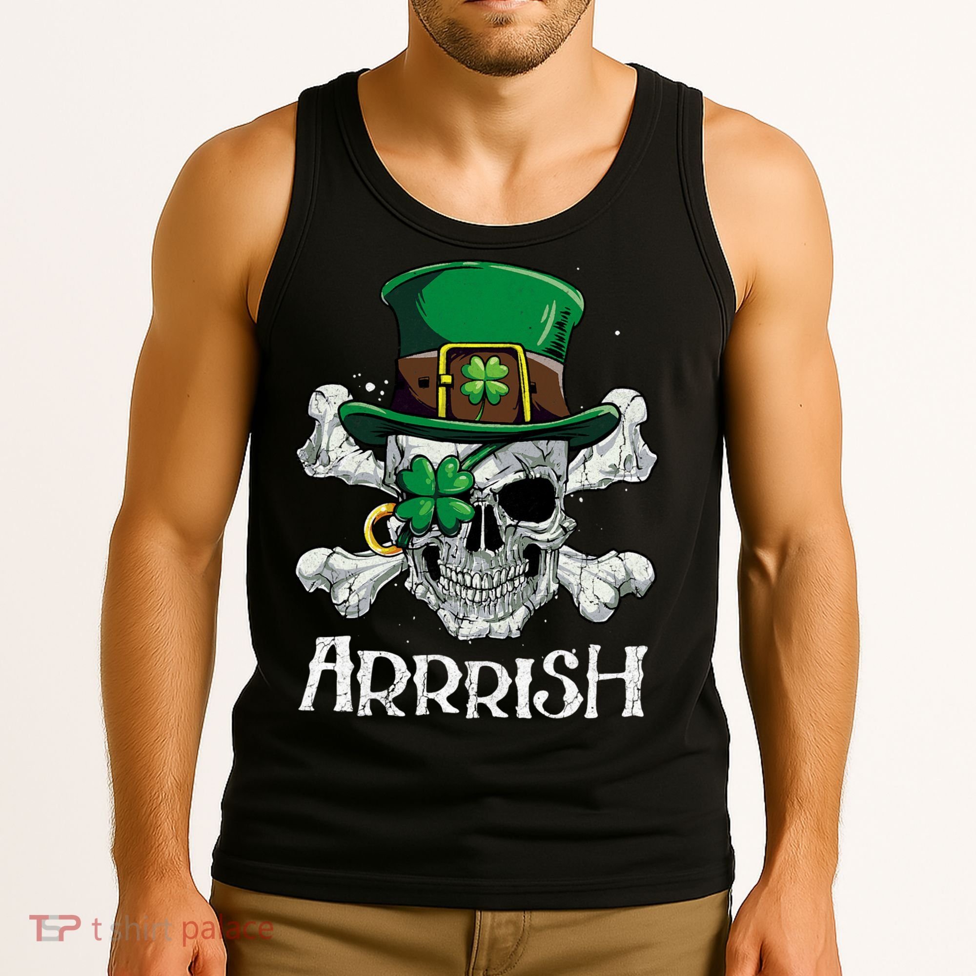 Pirate St Patricks Day Arrrish Leprechaun Tank Top