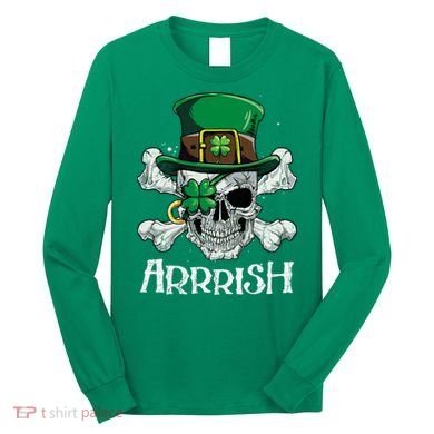 Pirate St Patricks Day Arrrish Leprechaun Long Sleeve Shirt