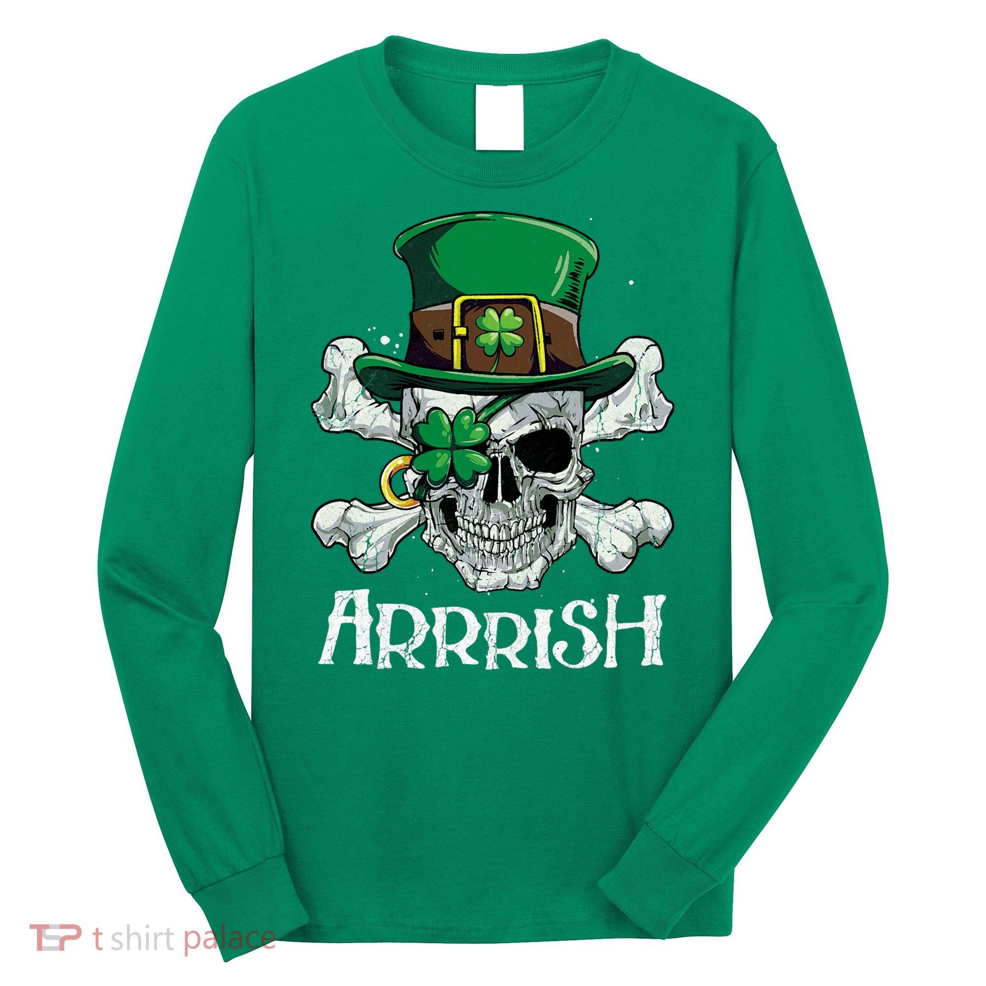 Pirate St Patricks Day Arrrish Leprechaun Long Sleeve Shirt
