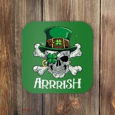 Pirate St Patricks Day Arrrish Leprechaun Coaster