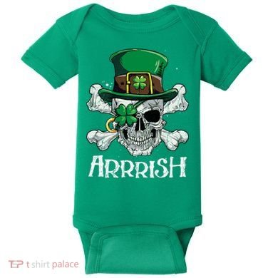 Pirate St Patricks Day Arrrish Leprechaun Baby Bodysuit