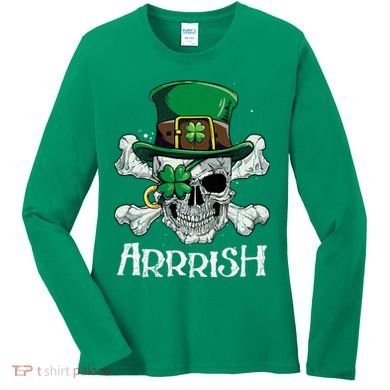 Pirate St Patricks Day Arrrish Leprechaun Women's Long Sleeve Shirt
