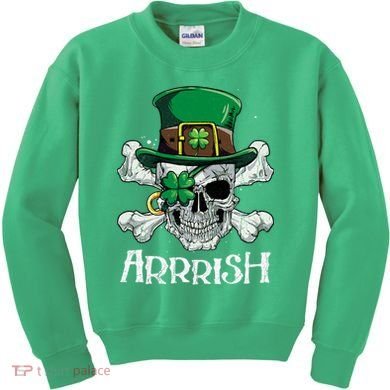 Pirate St Patricks Day Arrrish Leprechaun Kids Sweatshirt