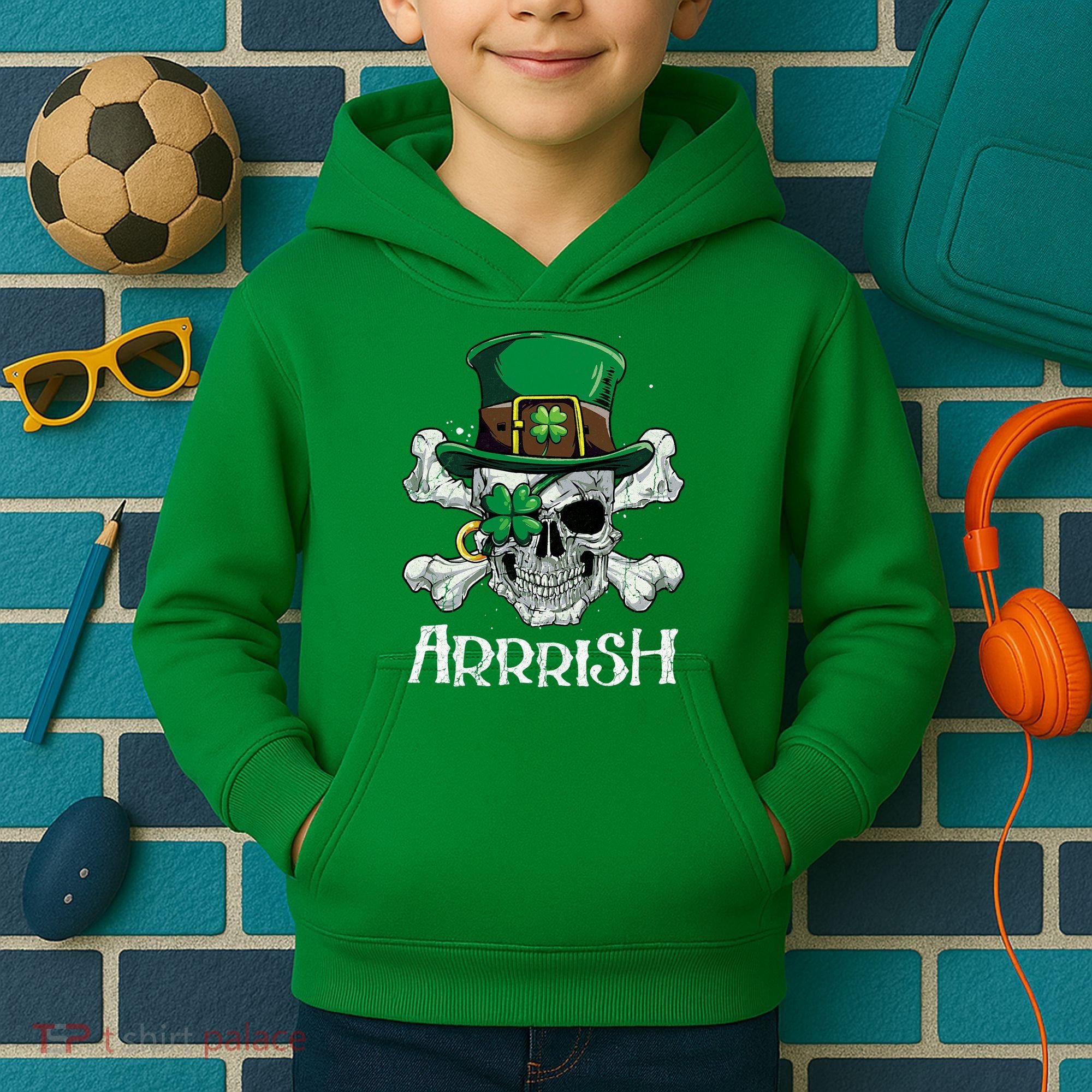 Pirate St Patricks Day Arrrish Leprechaun Kids Hoodie