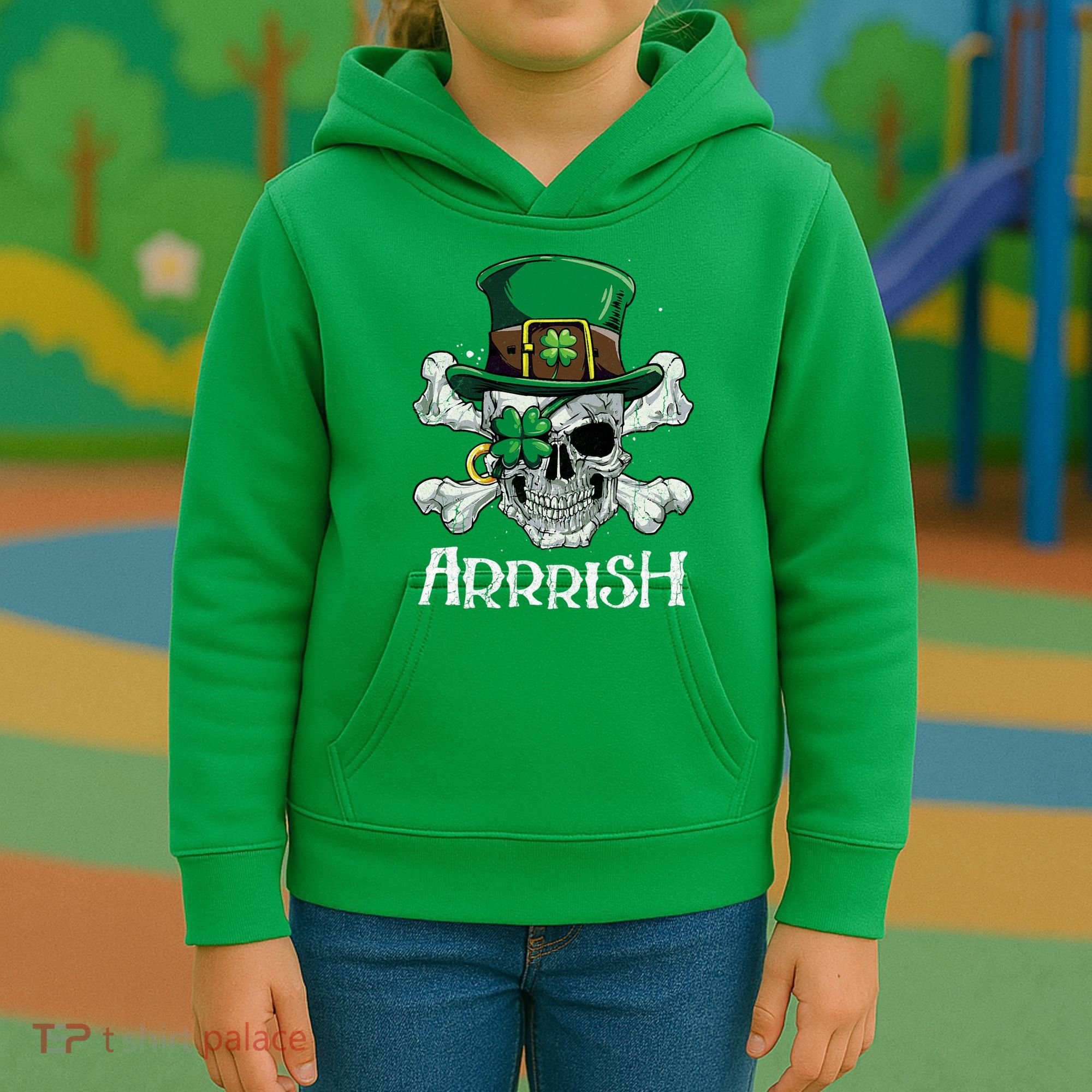 Pirate St Patricks Day Arrrish Leprechaun Kids Hoodie