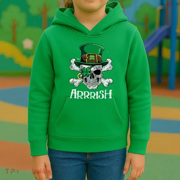 Pirate St Patricks Day Arrrish Leprechaun Kids Hoodie