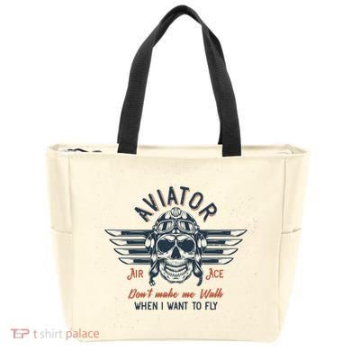 Pilot Skull Tote Bag