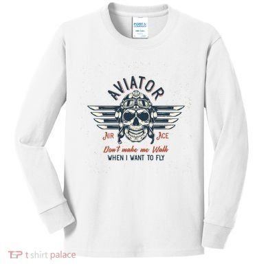 Pilot Skull Kids Long Sleeve Shirt