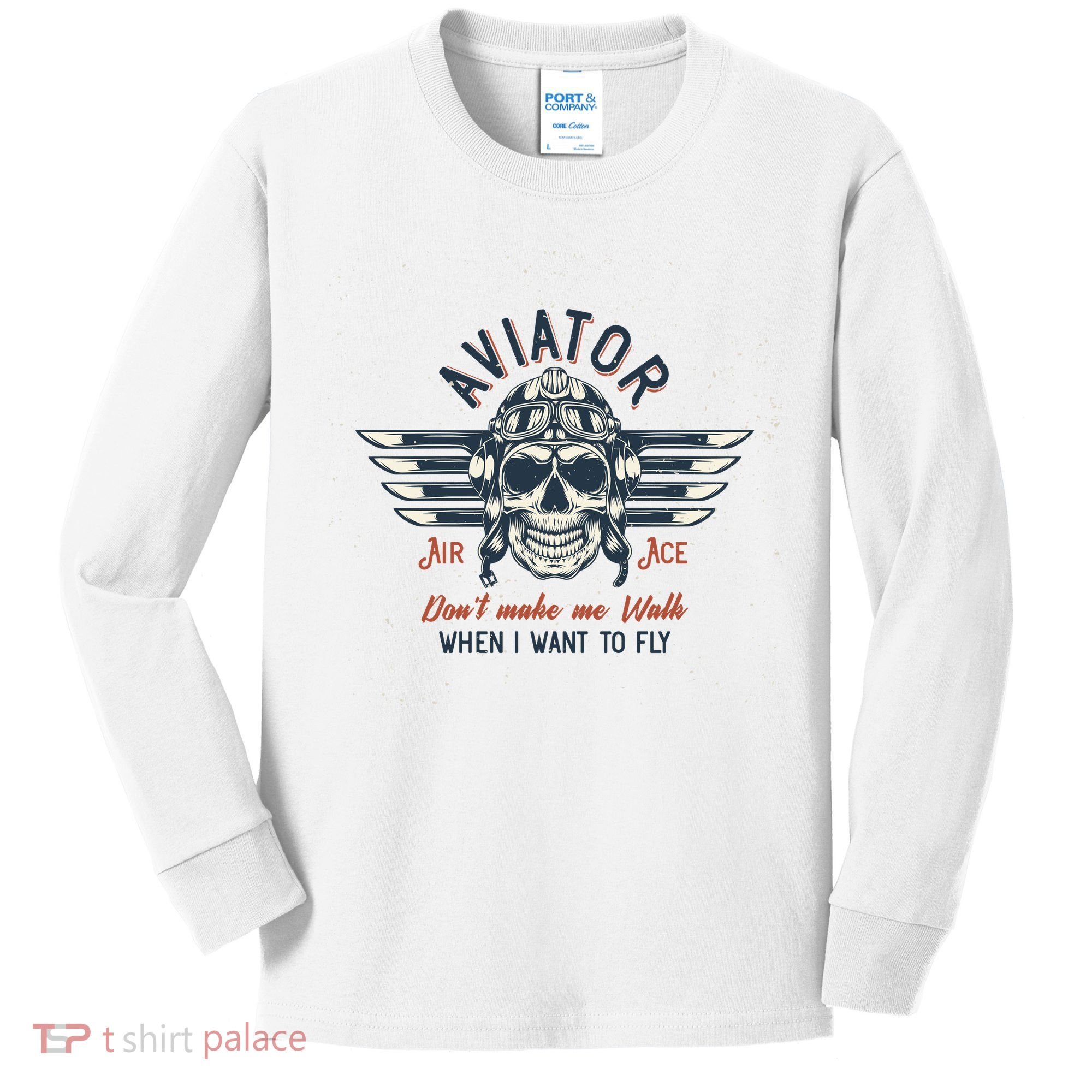 Pilot Skull Kids Long Sleeve Shirt