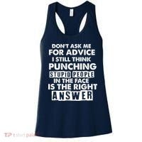 PUNCHING STUPID PEOPLE Don't Ask Me For Advice Fun Quote Women's Tank Top thumb 0