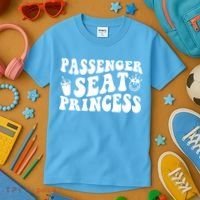 Princess Seat Passenger, Cute Girlfriend Princess Passenger Kids T-Shirt thumb 3