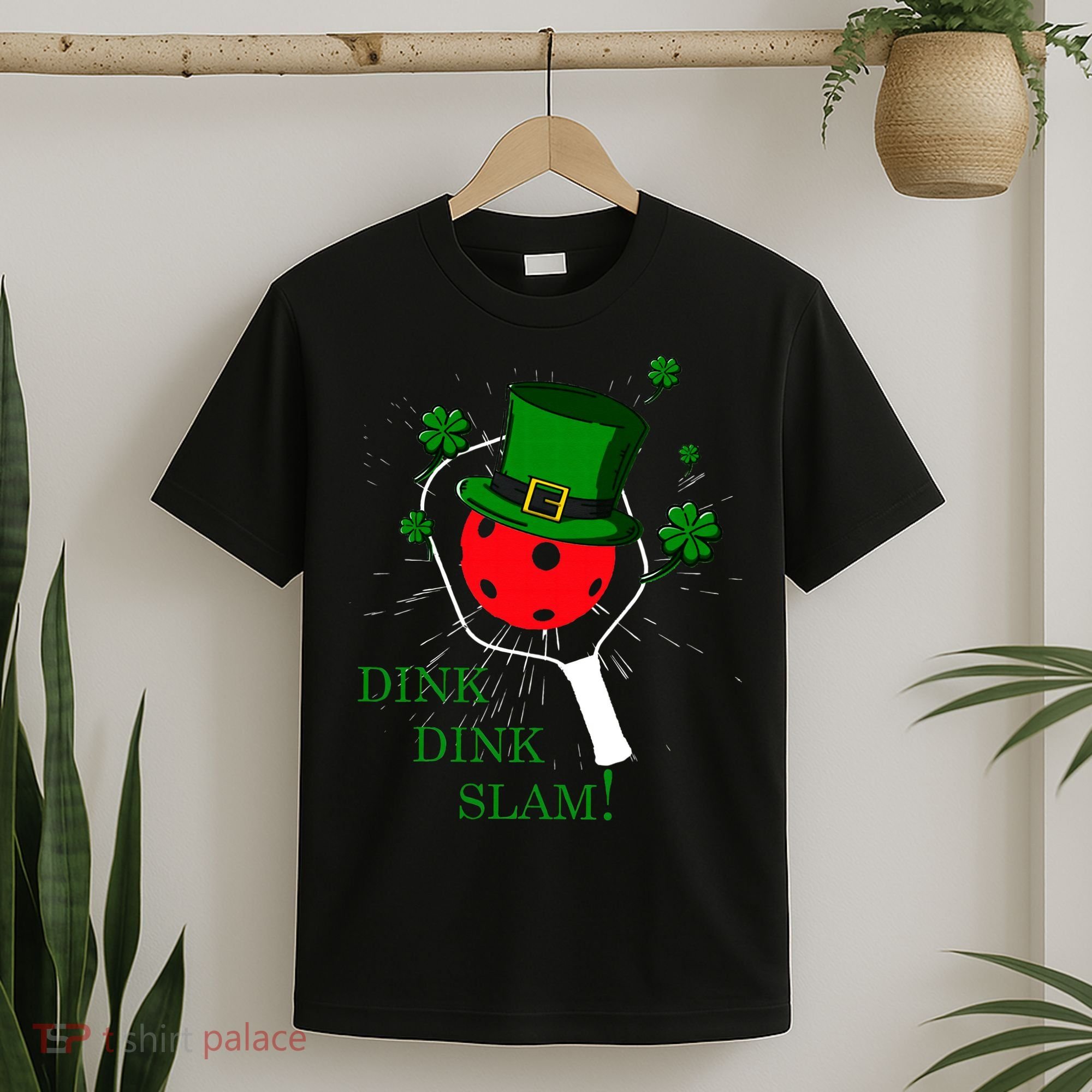 Pickleball St Patricks Day Leprechaun Dink Dink Slam T-Shirt