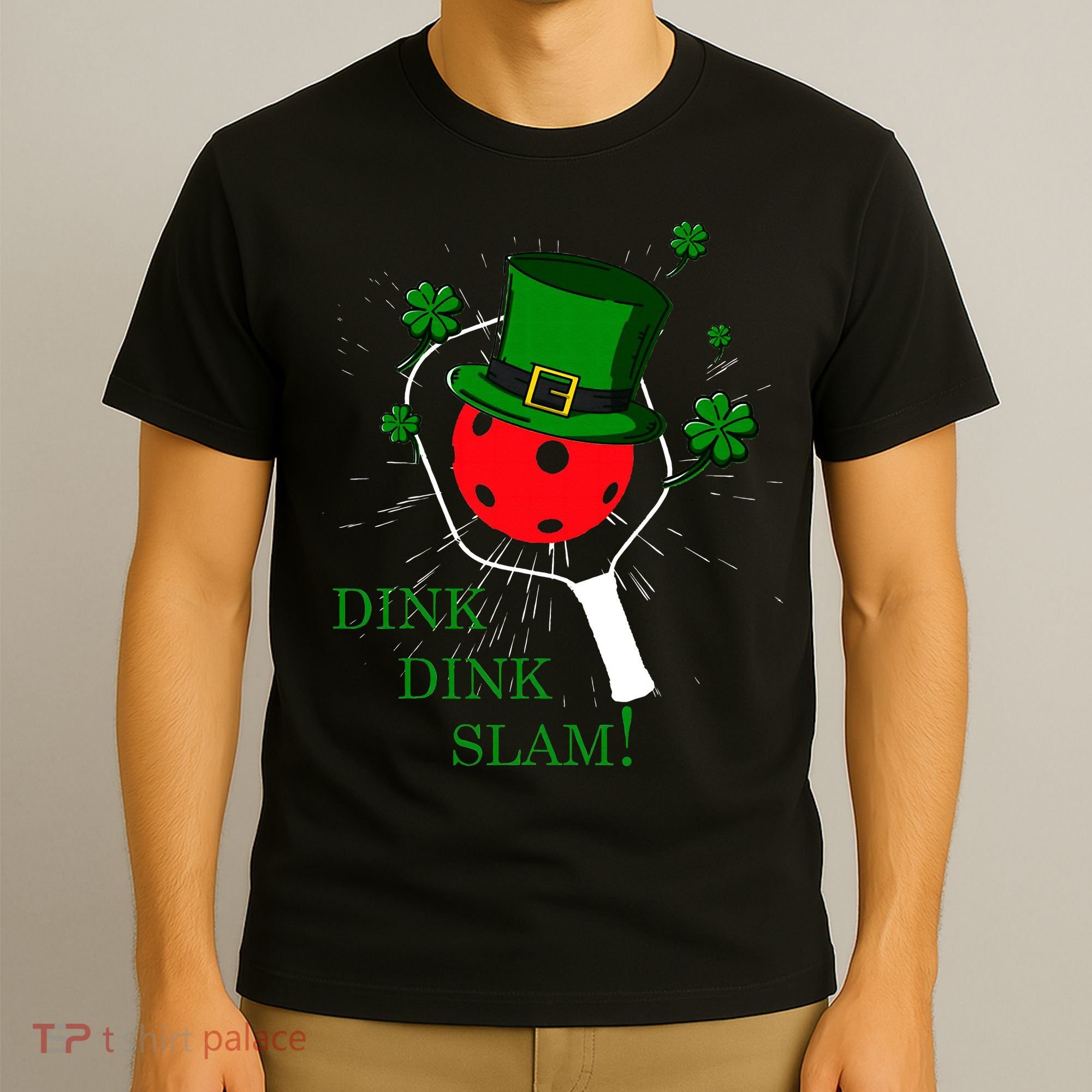 Pickleball St Patricks Day Leprechaun Dink Dink Slam T-Shirt