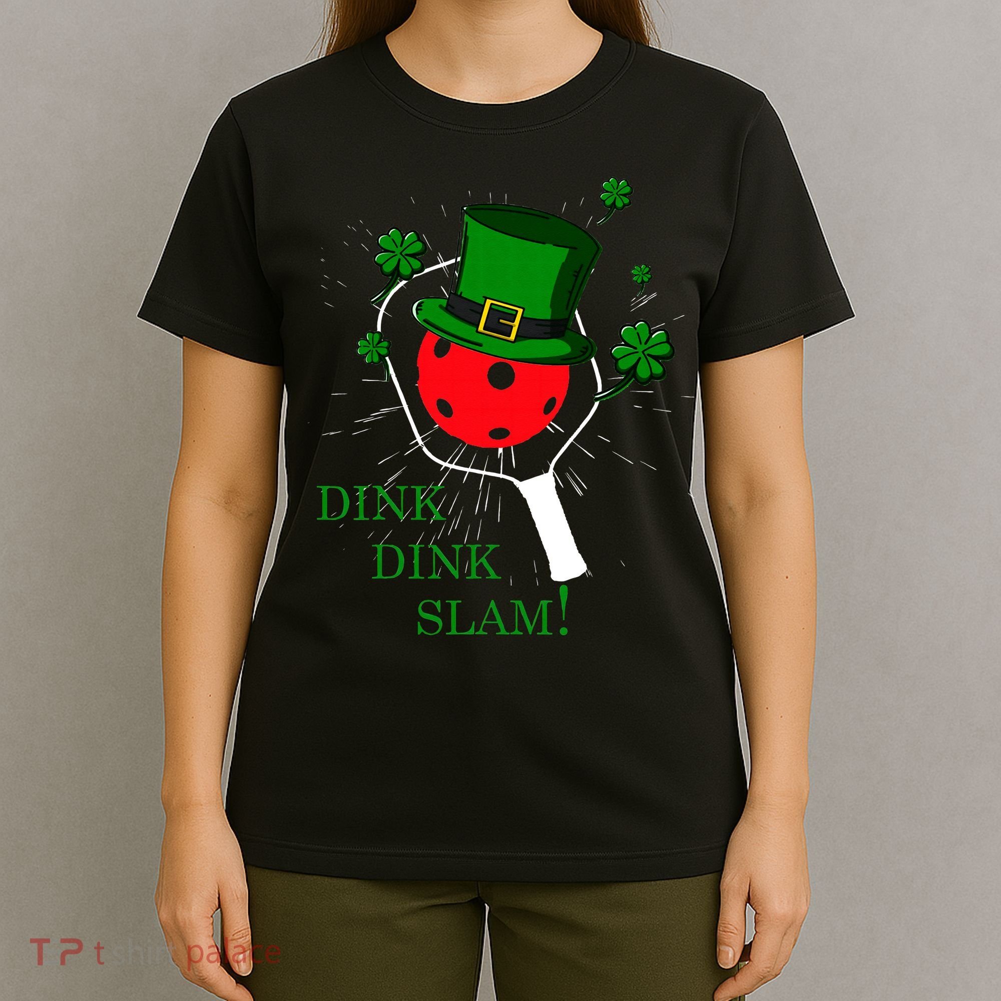 Pickleball St Patricks Day Leprechaun Dink Dink Slam T-Shirt