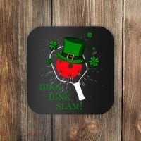 Pickleball St Patricks Day Leprechaun Dink Dink Slam Coaster thumb 0