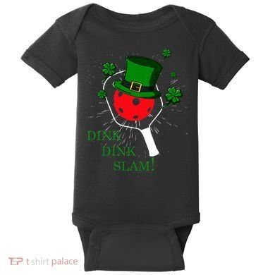 Pickleball St Patricks Day Leprechaun Dink Dink Slam Baby Bodysuit