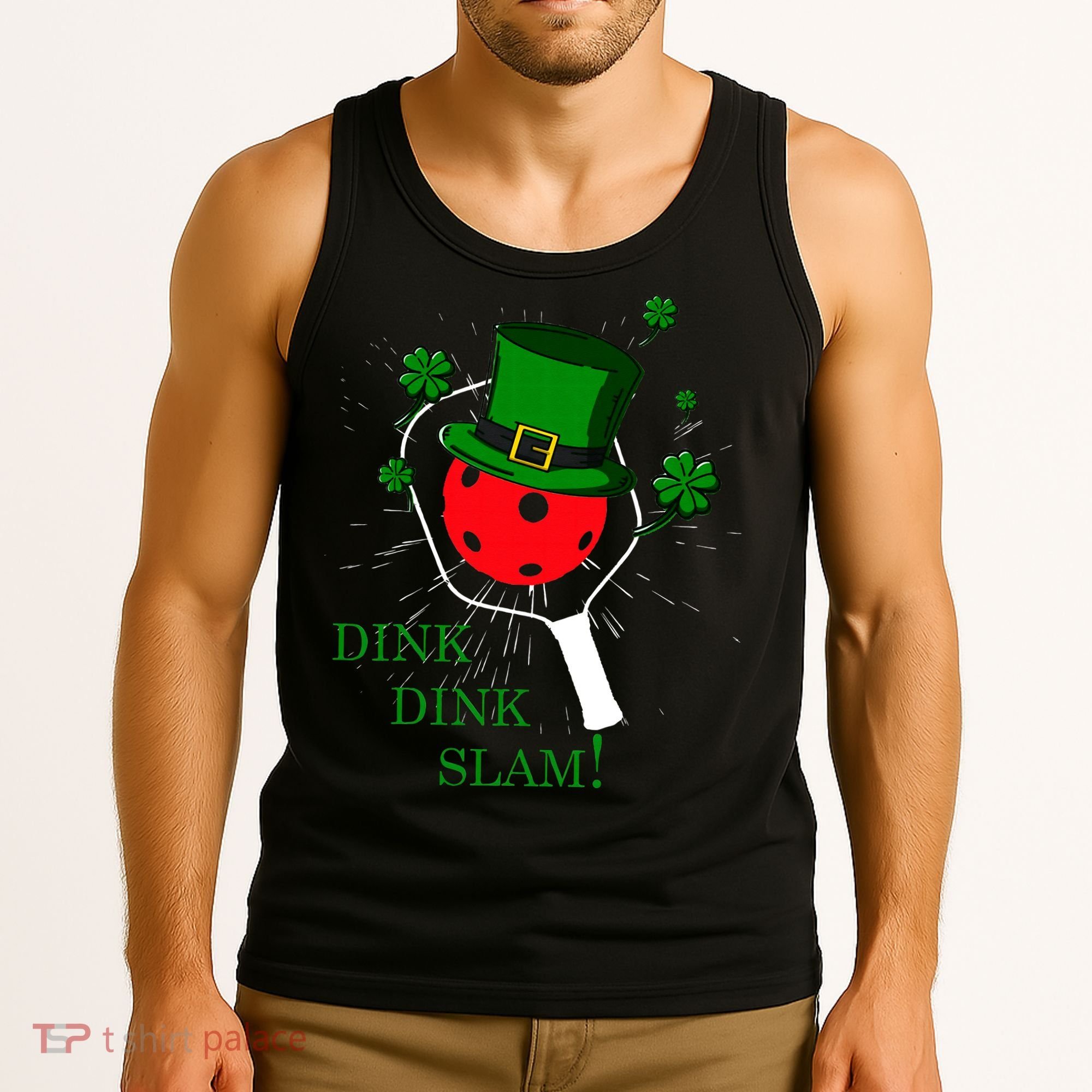 Pickleball St Patricks Day Leprechaun Dink Dink Slam Tank Top