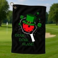 Pickleball St Patricks Day Leprechaun Dink Dink Slam Golf Towel thumb 1
