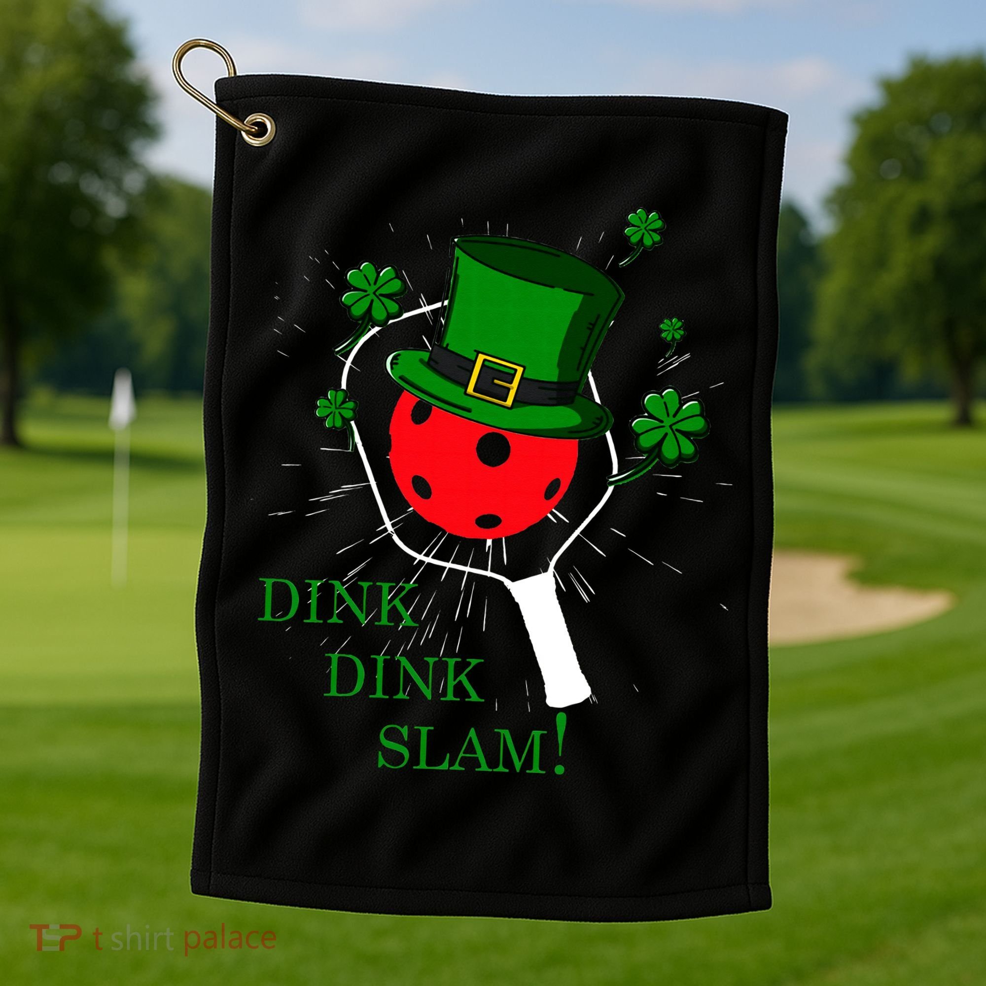 Pickleball St Patricks Day Leprechaun Dink Dink Slam Golf Towel