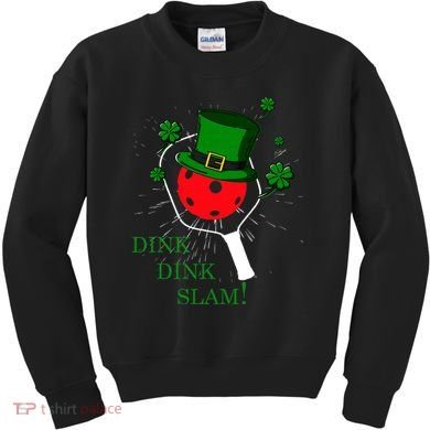Pickleball St Patricks Day Leprechaun Dink Dink Slam Kids Sweatshirt