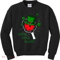 Pickleball St Patricks Day Leprechaun Dink Dink Slam Kids Sweatshirt thumb 0