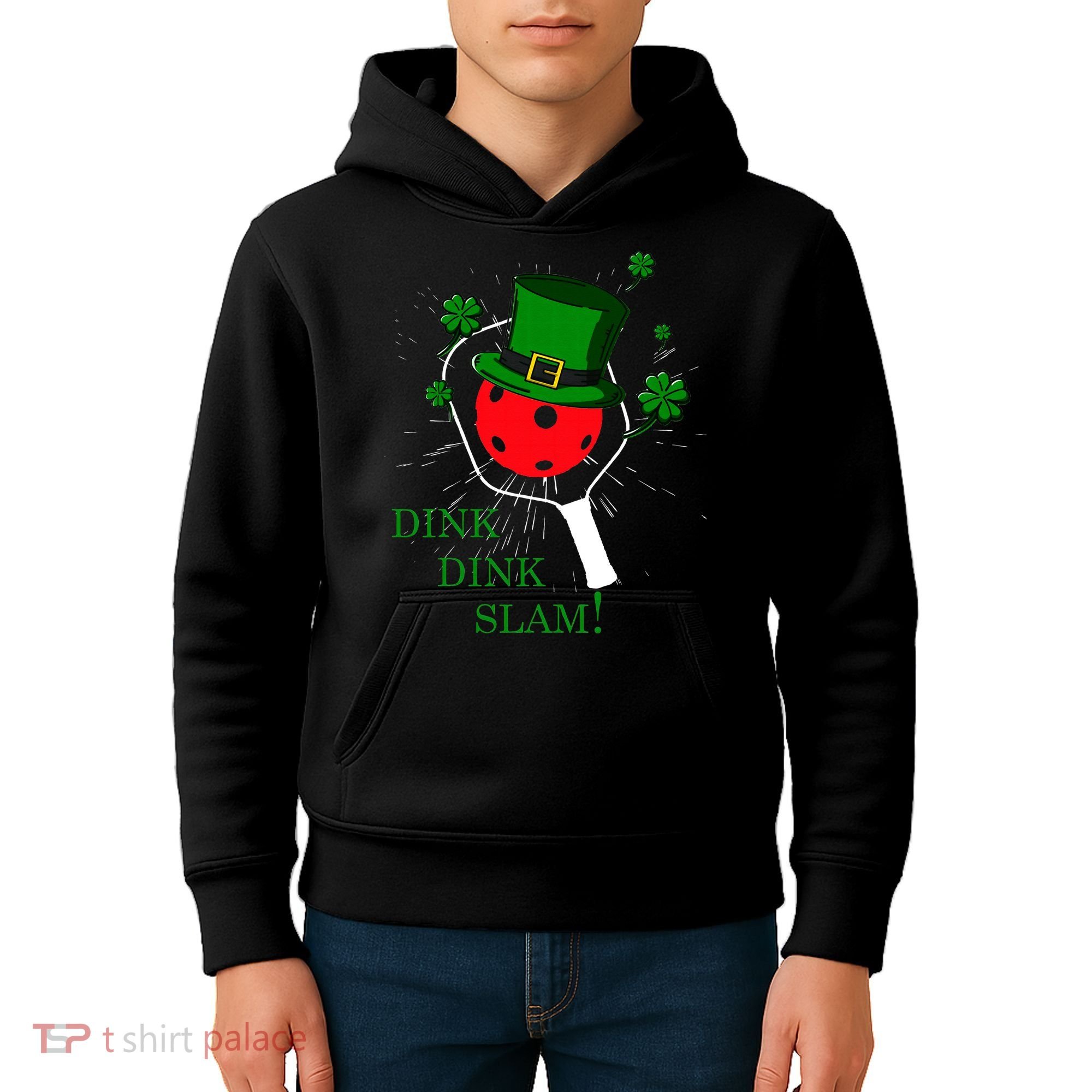 Pickleball St Patricks Day Leprechaun Dink Dink Slam Kids Hoodie